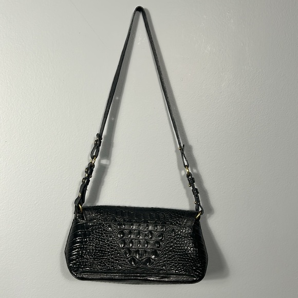 Brahmin Black Melbourne handbag Croc Leather with twist lock Vintage - Picture 13 of 16